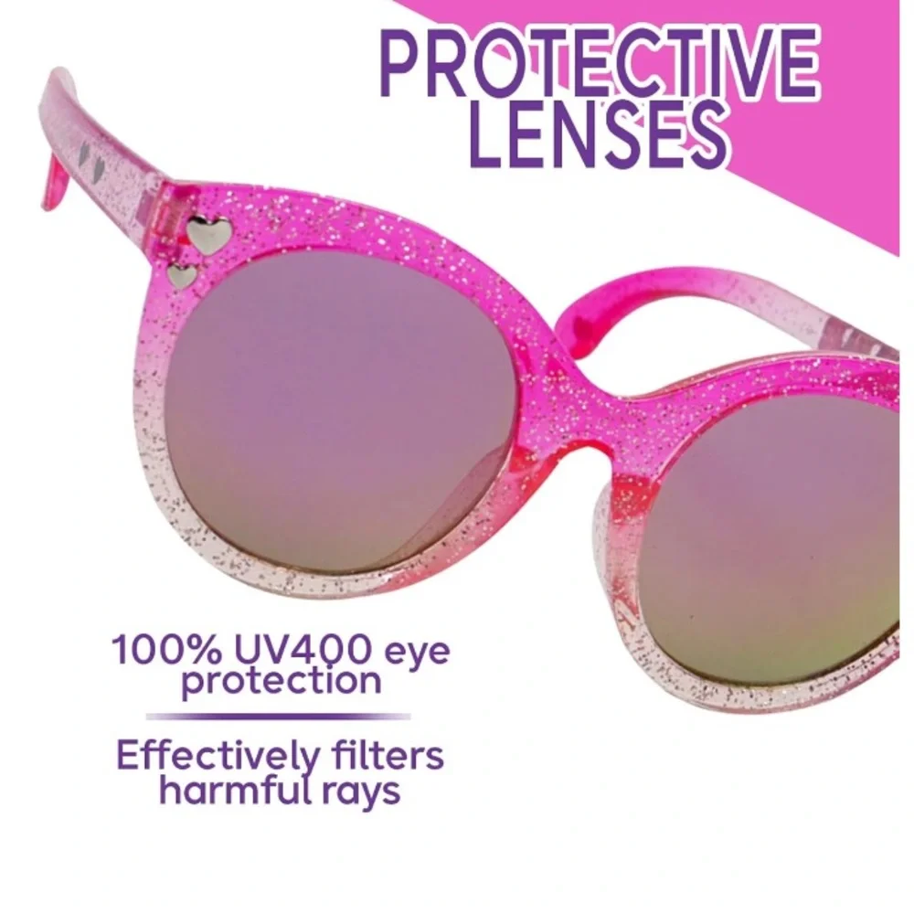 NWT Barbie Pink Tinted Glitter Girl’s Sunglasses